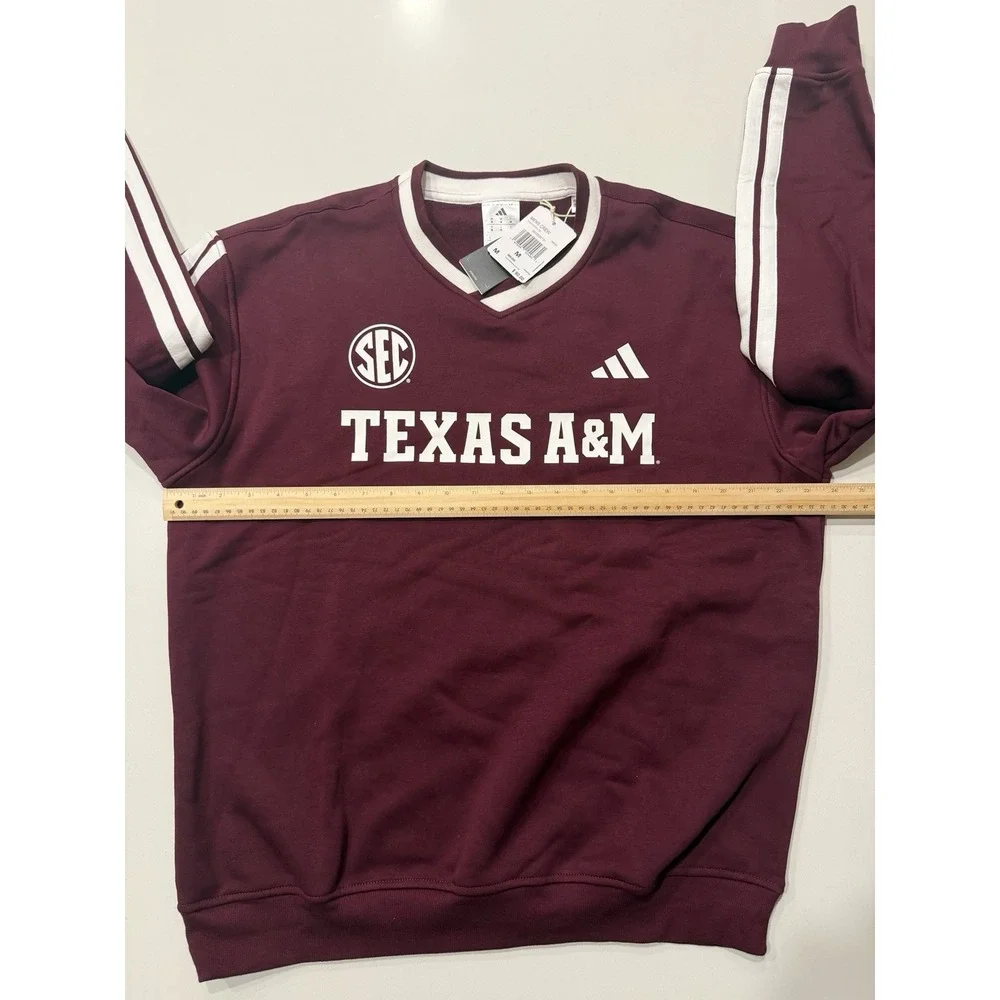 adidas Texas A&M Aggies 3-Stripes Fleece Maroon Sweatshirt JM9099 Men's Medium